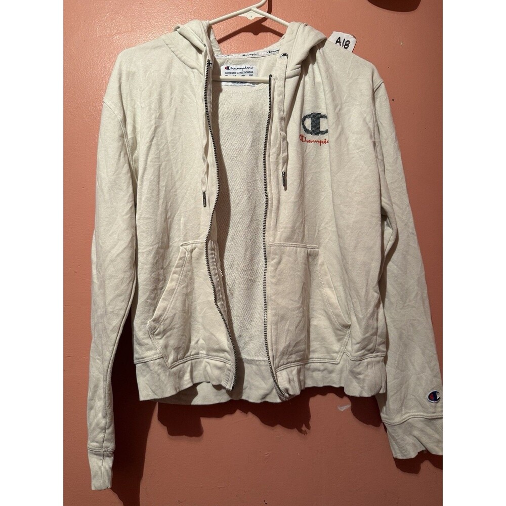 Vintage Champion Womens Sweater L Large White Pockets Y2K 2000s VTG